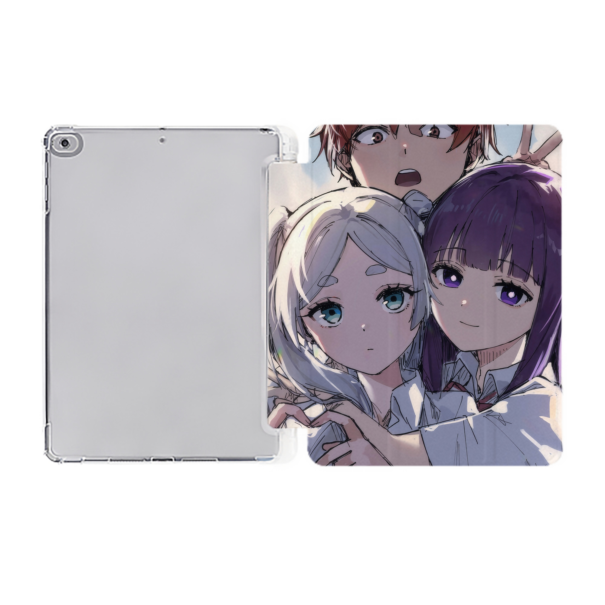 （画像用） 葬送のフリーレン Frieren IPad ケース ペン収納付き 三つ折りスタンド PUレザー×シリコン 対応機種9.5/10.5/10.9インチ